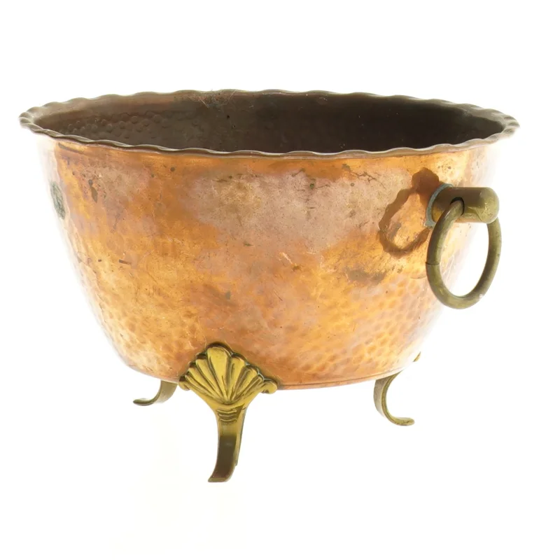 Vintage kobberkar med håndtag (str. 14 x 9 cm)