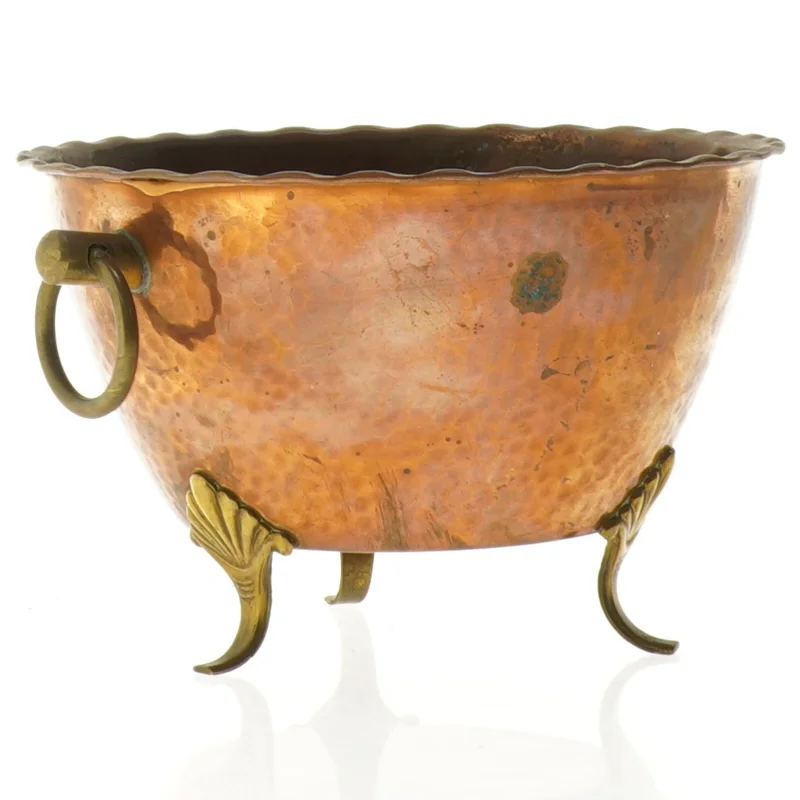 Vintage kobberkar med håndtag (str. 14 x 9 cm)