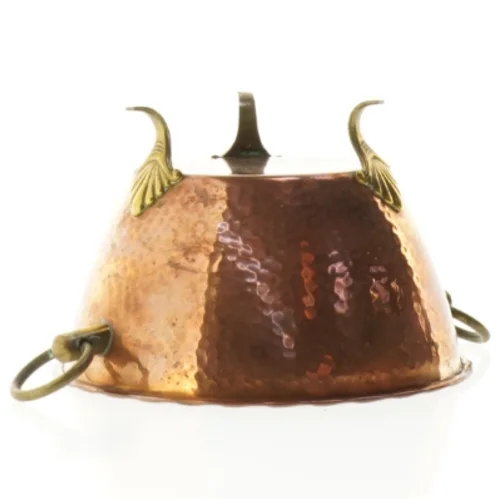 Vintage kobberkar med håndtag (str. 14 x 9 cm)