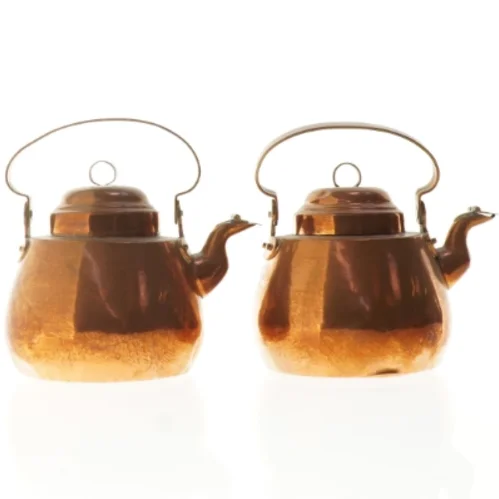 Antik kobbertekedel, 2 stk (str. 19 x 19 x 15 cm)