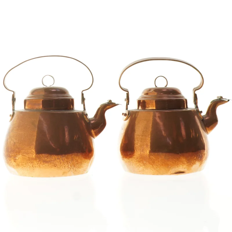 Antik kobbertekedel, 2 stk (str. 19 x 19 x 15 cm)