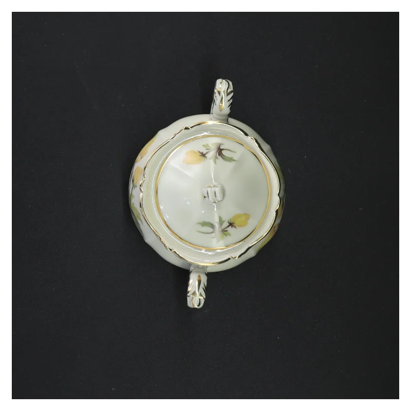 Porcelænssukkerskål med blomstermotiv fra Bavaria (str. 11 x 14 cm)