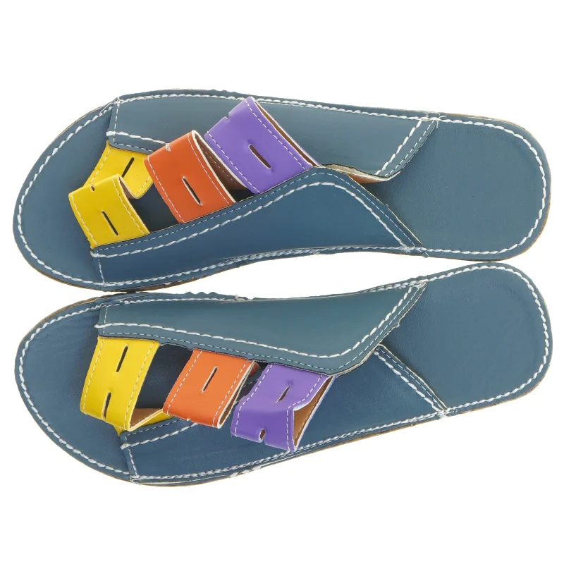 Farverige lædersandaler (str. 25 cm)