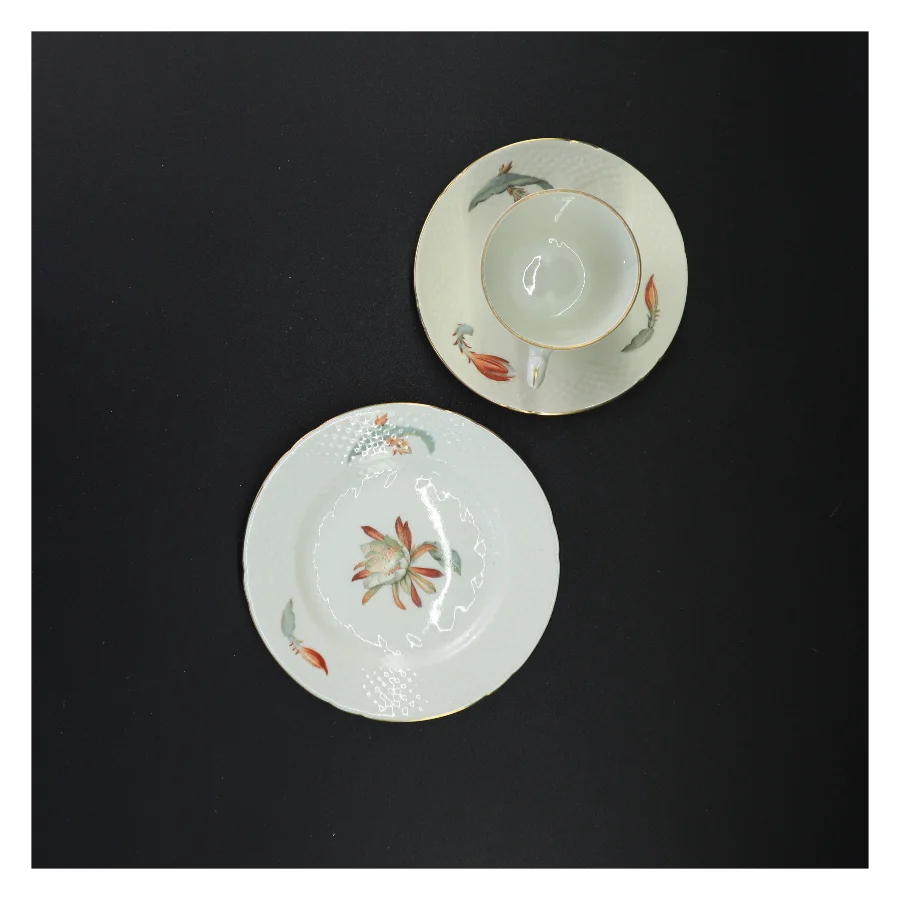 Porcelænskaffesæt med blomsterdekor fra Bing Og Grøndahl (str. 16 x 9 cm)
