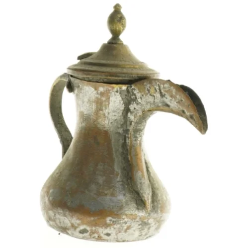 Antik kobberkande med låg (str. 16 x 10 x 17 cm)