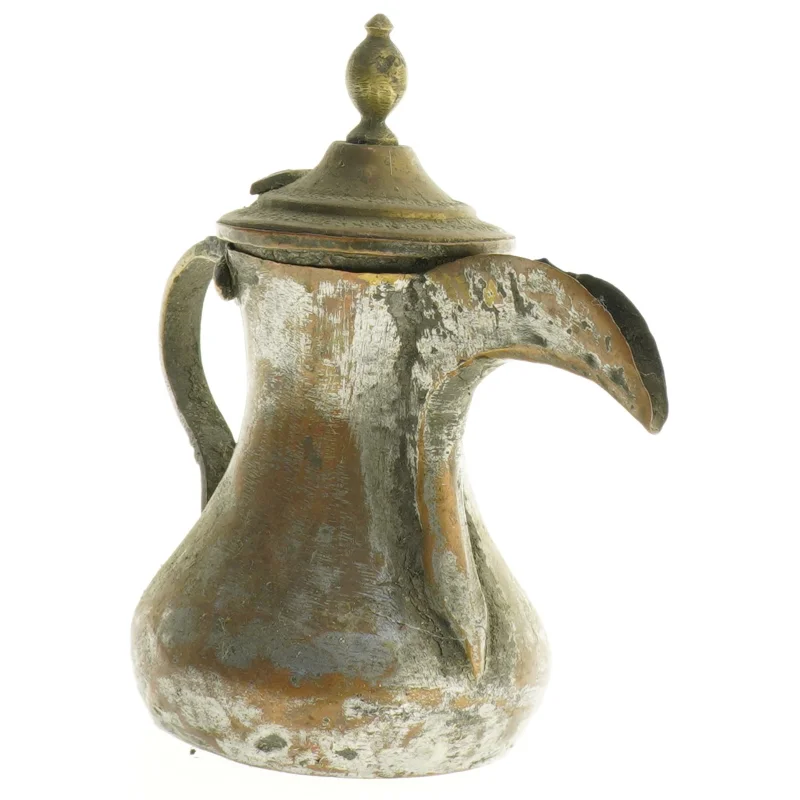Antik kobberkande med låg (str. 16 x 10 x 17 cm)