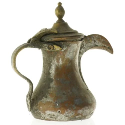 Antik kobberkande med låg (str. 16 x 10 x 17 cm)