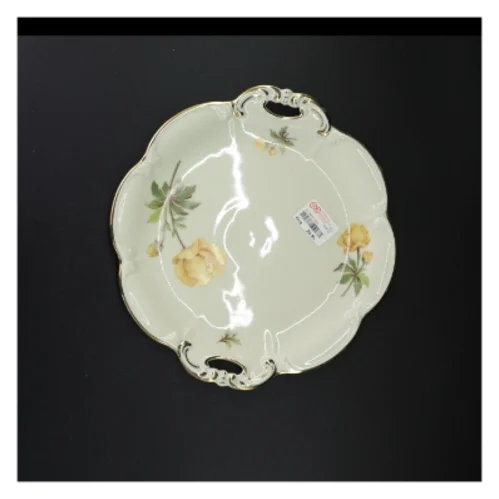 Porcelænsfad med gul blomsterdekoration fra Bavaria (str. 29 x 27 cm)