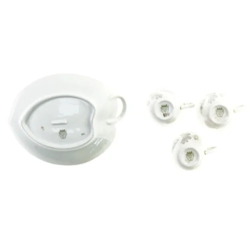 Fad og kaffekopper fra Kjøbenhavns Porcellains Maleri (str. Fad 25 x 18 x 4 cm t kop 8 x 6 cm)