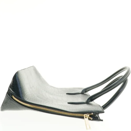 Sort krokodillepræget håndtaske (str. 43 x 29 x 14 cm)