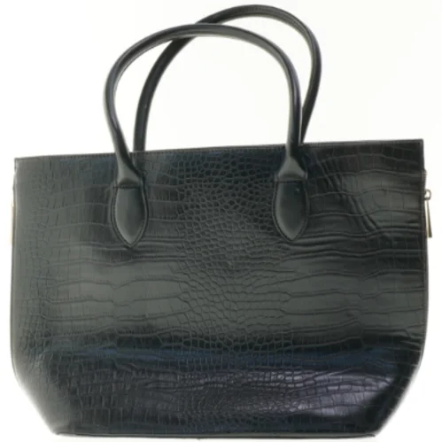 Sort krokodillepræget håndtaske (str. 43 x 29 x 14 cm)