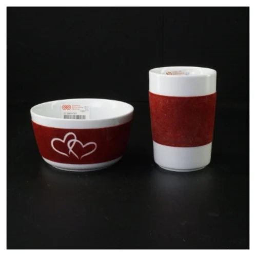 Porcelænsskåle og -krus sæt fra Kahla (str. 12 x 7 cm og 12 x 8 cm)