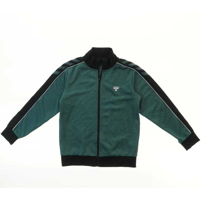 Grøn træningsjakke med lynlås fra Hummel (str.  bryst:36 længde:54 cm)