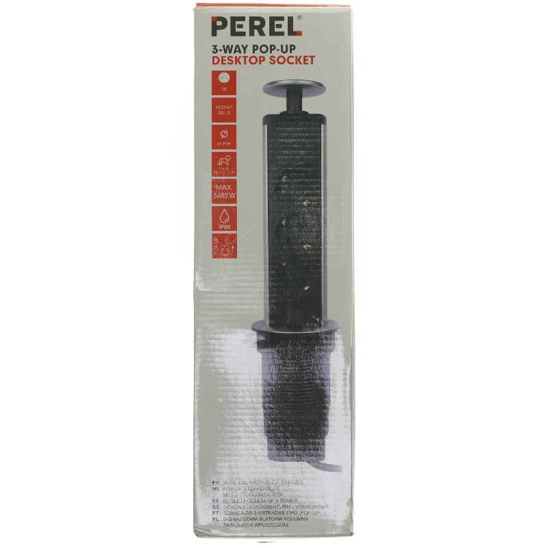 Pop-up stikkontakt med 3 stik fra Perel (str. 36 cm)