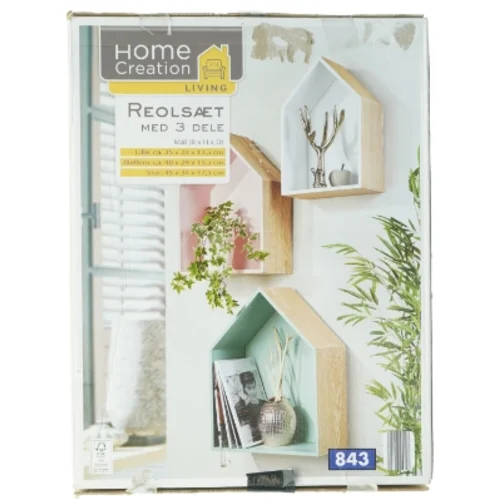 Reolsæt med 3 dele fra Home Creation (str. 25 x 24 x 13,5 cm 40 x 29 x 15,5 cm 45 x 34 x 17,5 cm)