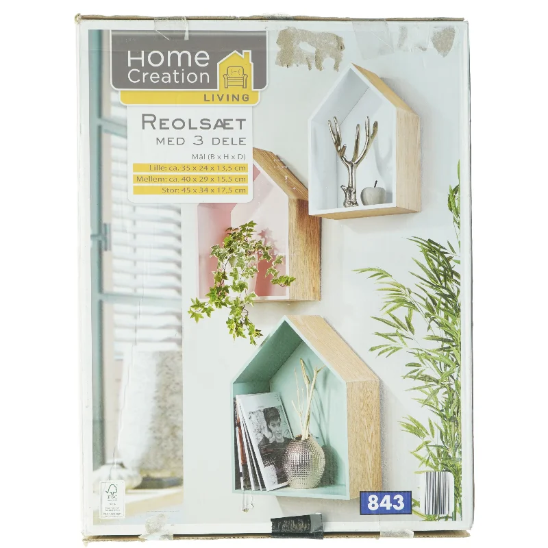 Reolsæt med 3 dele fra Home Creation (str. 25 x 24 x 13,5 cm 40 x 29 x 15,5 cm 45 x 34 x 17,5 cm)
