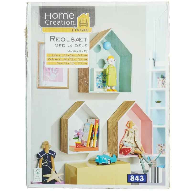 Reolsæt med 3 dele fra Home Creation (str. 25 x 24 x 13,5 cm 40 x 29 x 15,5 cm 45 x 34 x 17,5 cm)