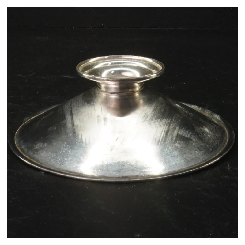 Sølvfarvet bakke med lysmanchet (str. Ø 16 cm)