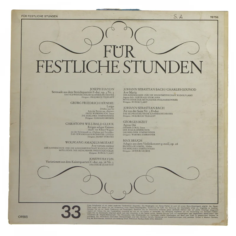 Für Festliche Stunden Orbis LP fra Orbis