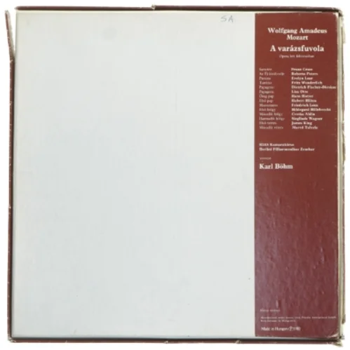 Mozart A Varázsfuvola LP fra Hungaroton