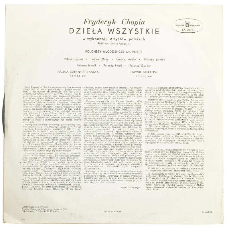 Chopin vinylplade fra Muza