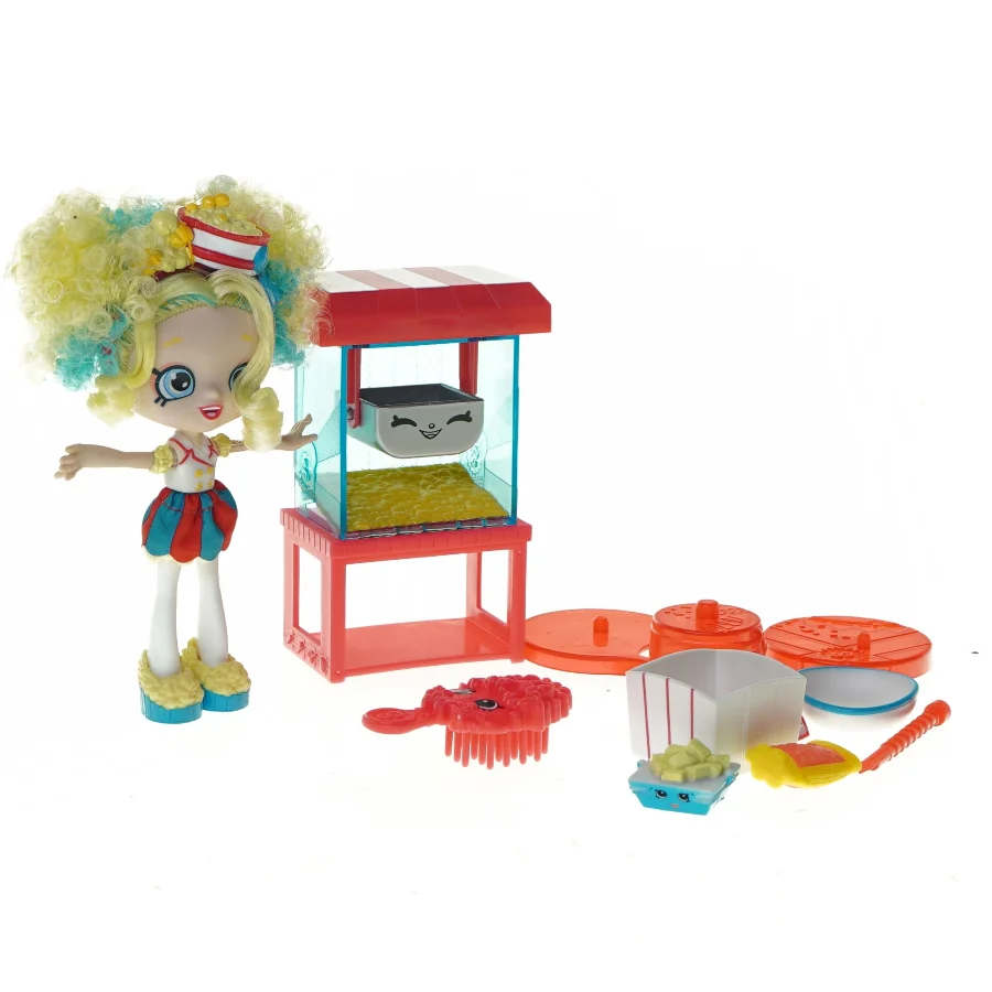 Legetøj, dukke med popcorn maskine fra Shopkins (str. 20 x 14 cm)