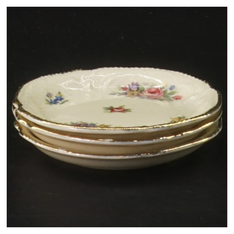 Små tallerkener med blomstermotiv fra Rosenthal (str. 3 stk Ø 9,5 cm)