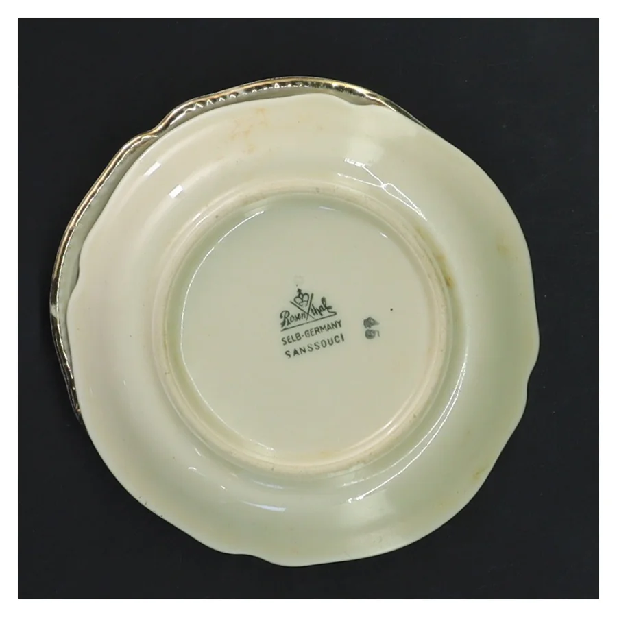 Små tallerkener med blomstermotiv fra Rosenthal (str. 3 stk Ø 9,5 cm)