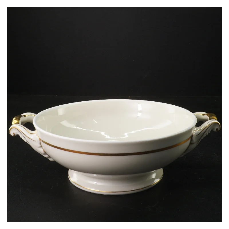 Porcelæns suppe terrin med låg og håndtag fra KPM (str. 21,5 cm i diameter)