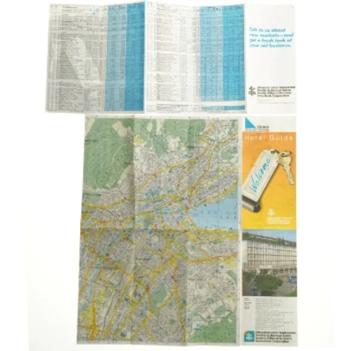 Zürich rejseguides og bykort fra 1989