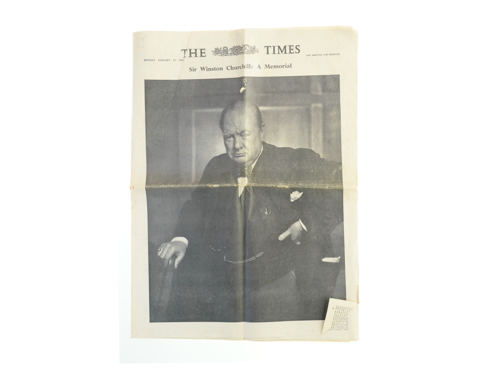 Gammel avis 'The Times - Churchill: A Memorial' (str. 60 x. 44 cm)