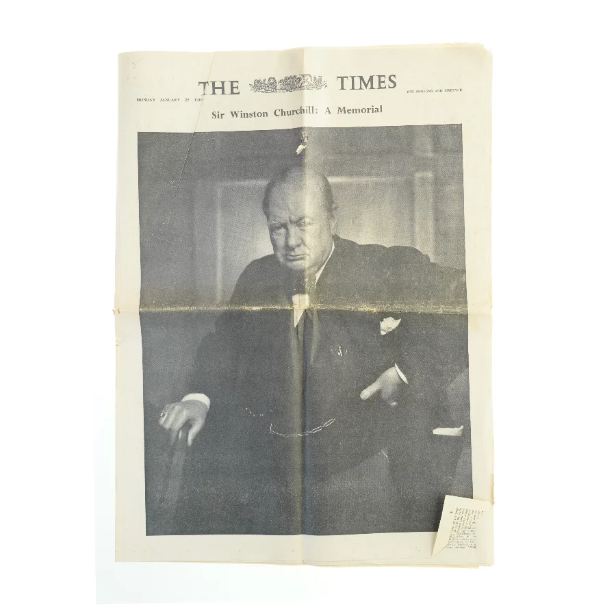 Gammel avis 'The Times - Churchill: A Memorial' (str. 60 x. 44 cm)