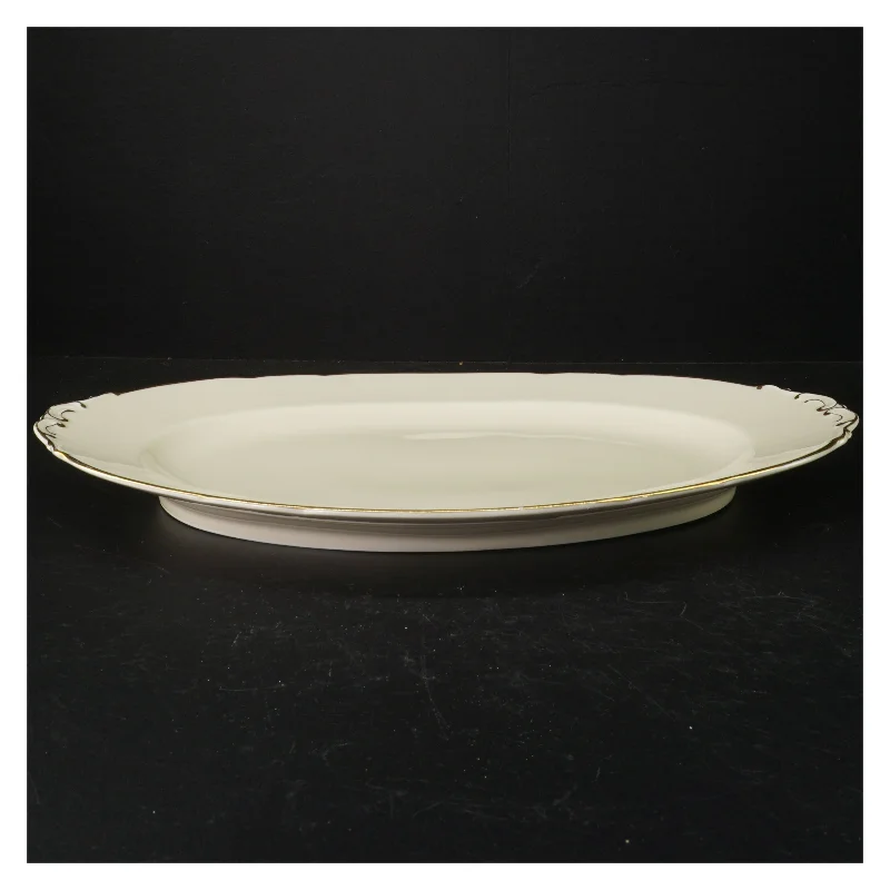 Hvidt ovalt serveringsfad fra KPM (str. 40 x 29 cm)