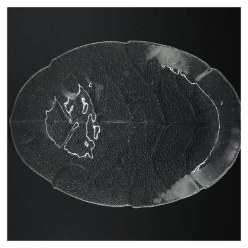 Dekorativt bladformet fad (str. 36x26 cm)