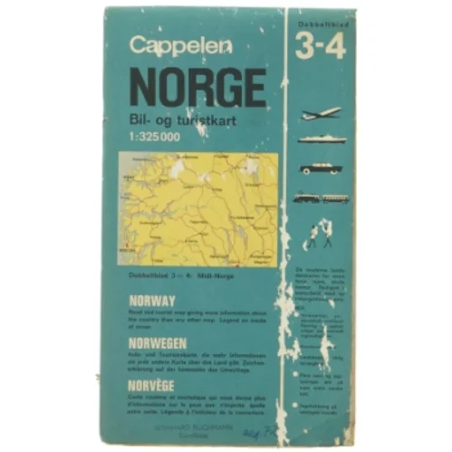 Foldet vejkort over Norge