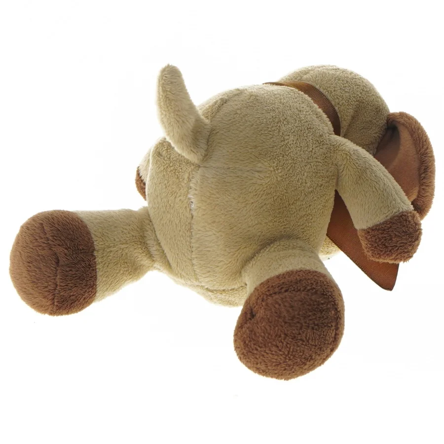 Bamseformet tøjdyr med brun sløjfe (str. 17 cm)