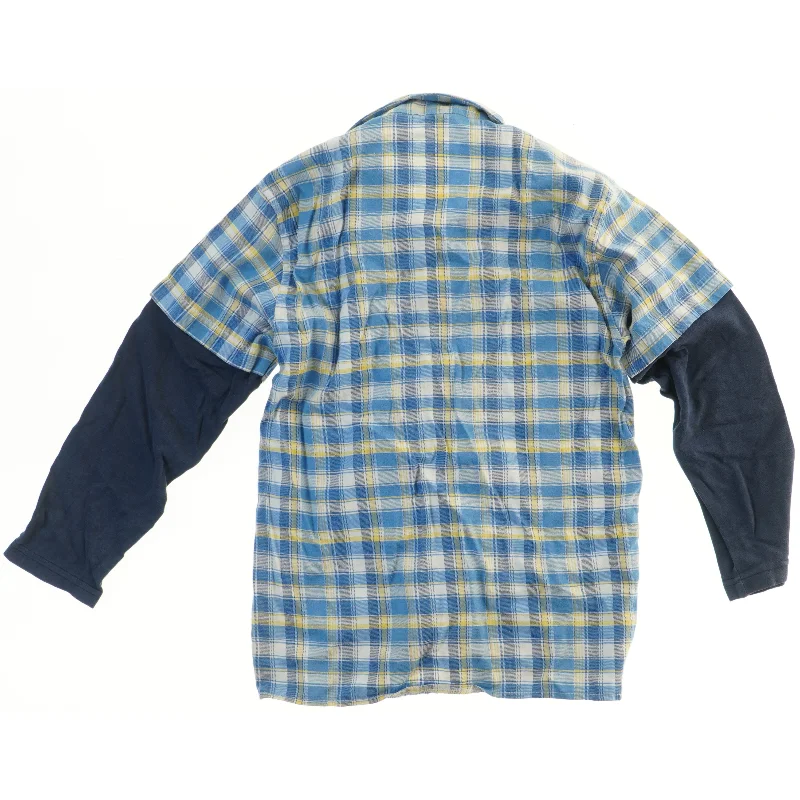 Langærmet ternet skjorte med print (str. 134)