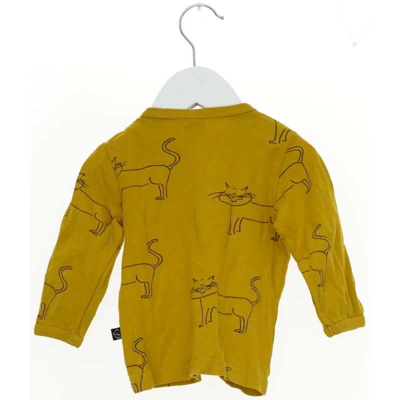 Langærmet bluse med kattemønster (str. 74)