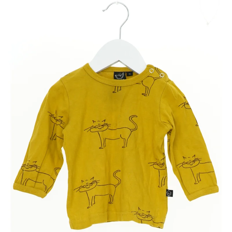 Langærmet bluse med kattemønster (str. 74)