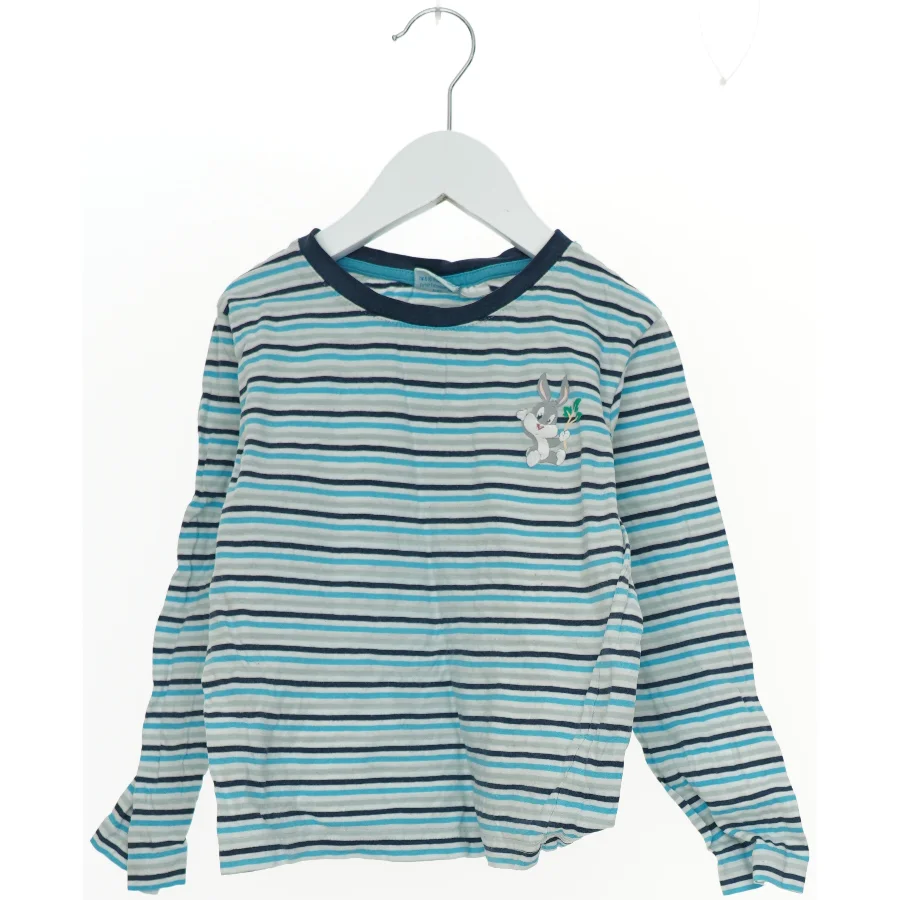 Stribet børnebluse med Bugs Bunny motiv fra Looney Tunes (str. 116)