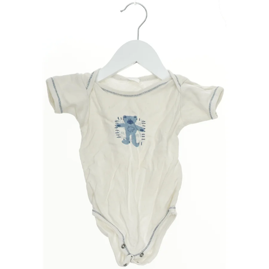 Hvid bodystocking med blå bjørneudskrift (str.  70 )