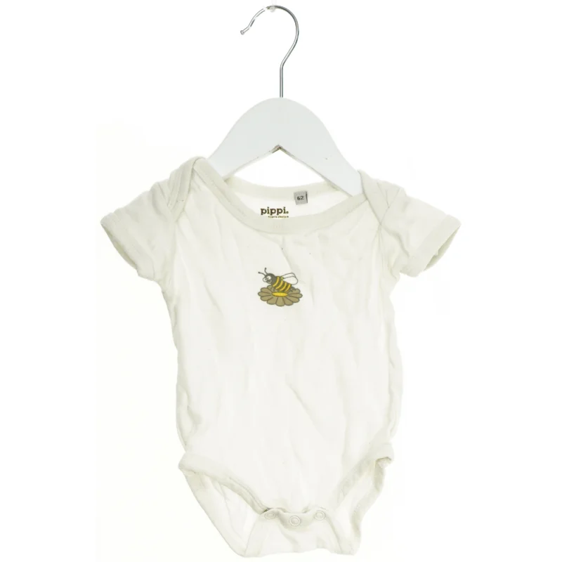 Hvid bodystocking med humlebi motiv fra Pippi (str. 62)