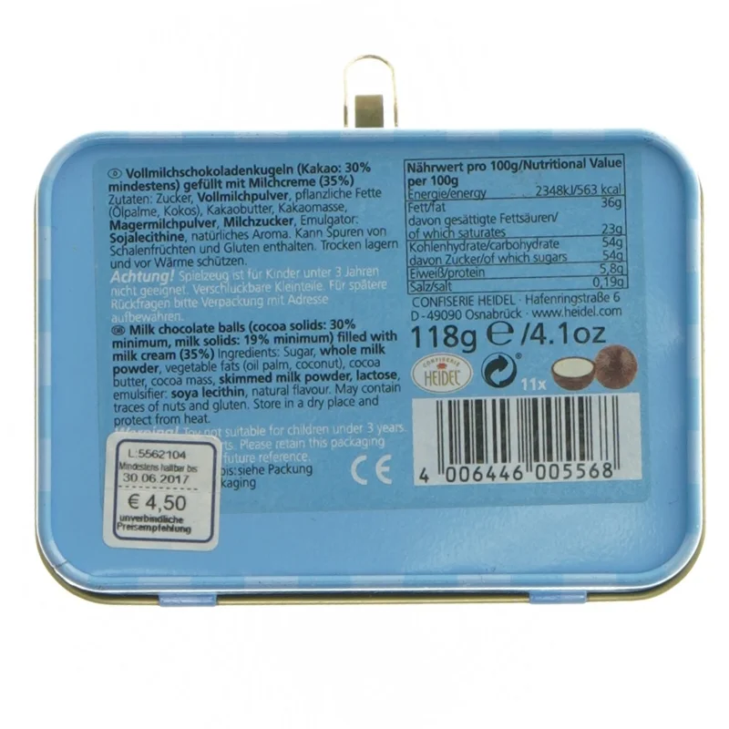 Blikæske med mini bowling sæt fra Heidel (str. 11,5x8 cm)