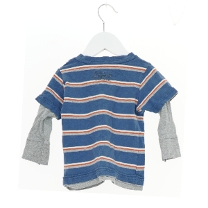 Langærmet T-shirt med striber og tekst fra Name It (str. 80)