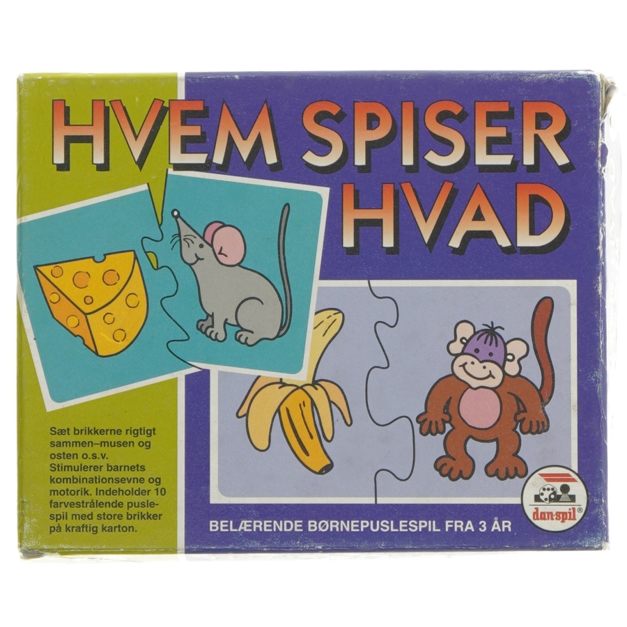 Hvem Spiser Hvad børnepuslespil fra Dan-Spil (str. 17,5x14 cm)