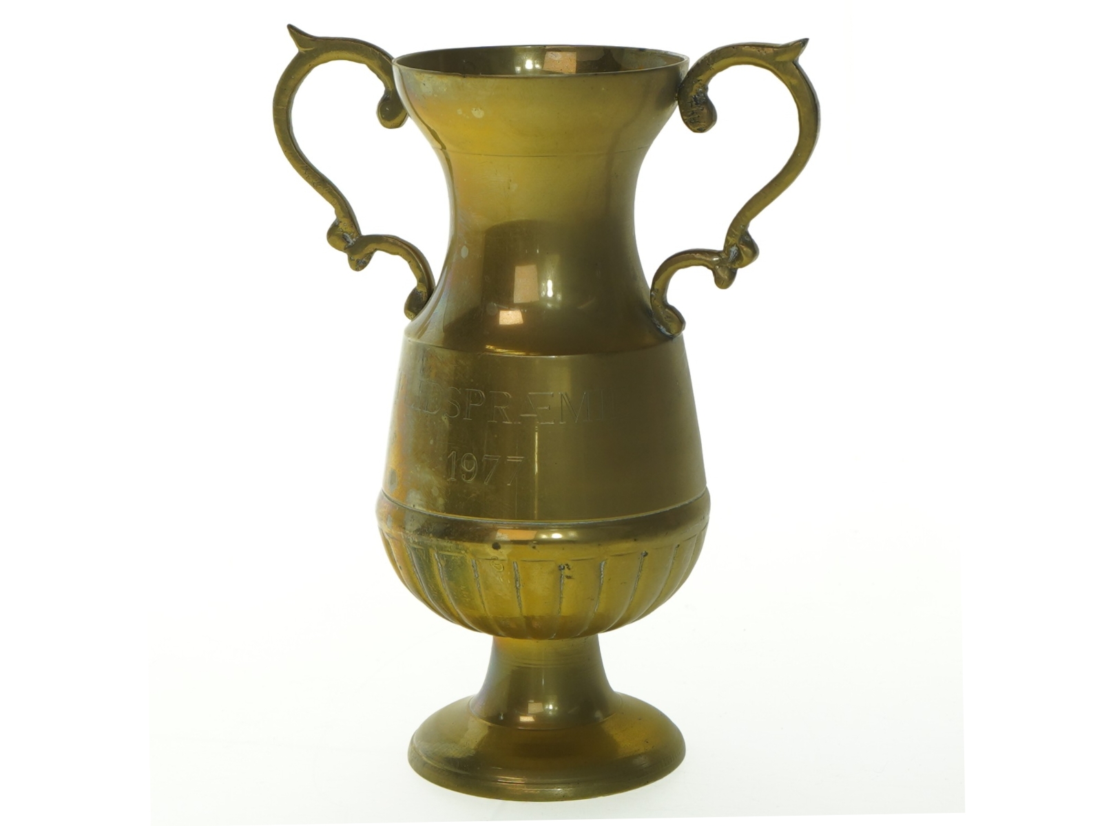 Messingvase med håndtag (str. 17 cm)