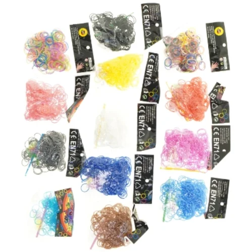 Loom Bands farverige DIY elastikker (str. Ø, 1,5 cm)