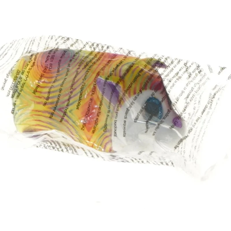 Regnbuefarvet bamse i plastikpose fra Ty (str. 10 cm)