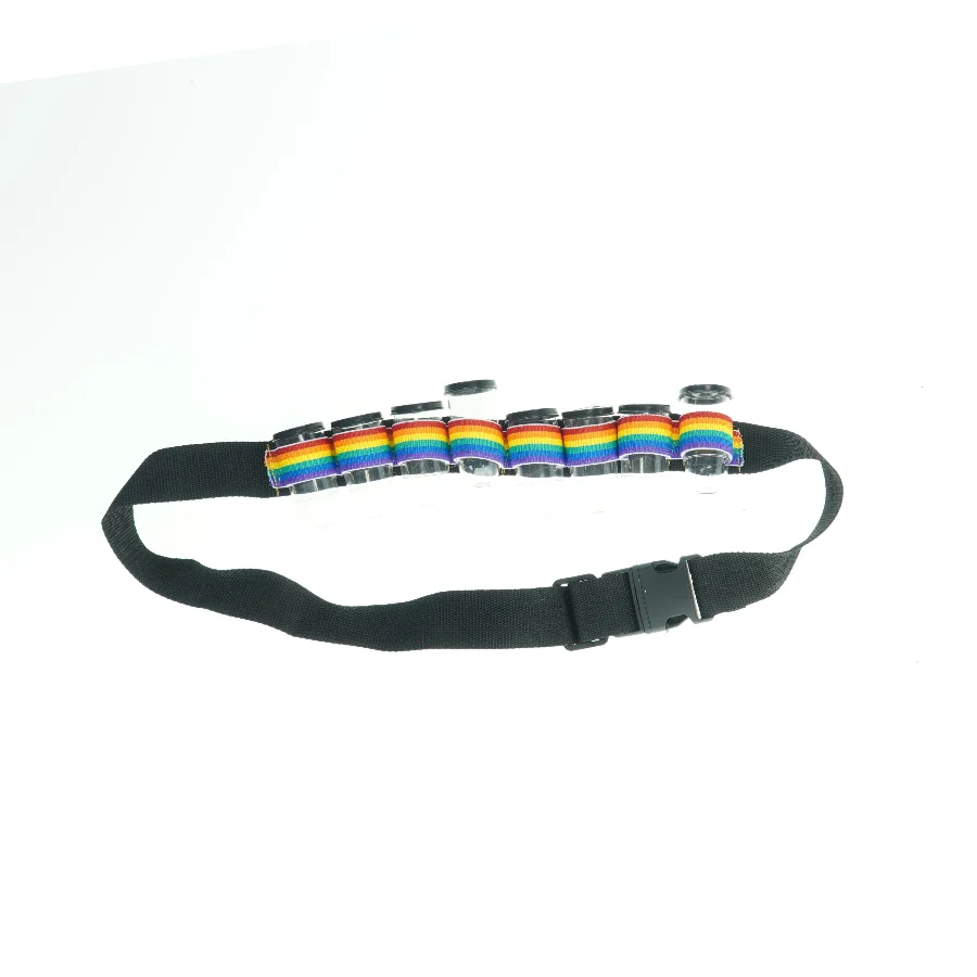 Regnbue skudbælte med plastikshotglas (str. Ø 44 cm)