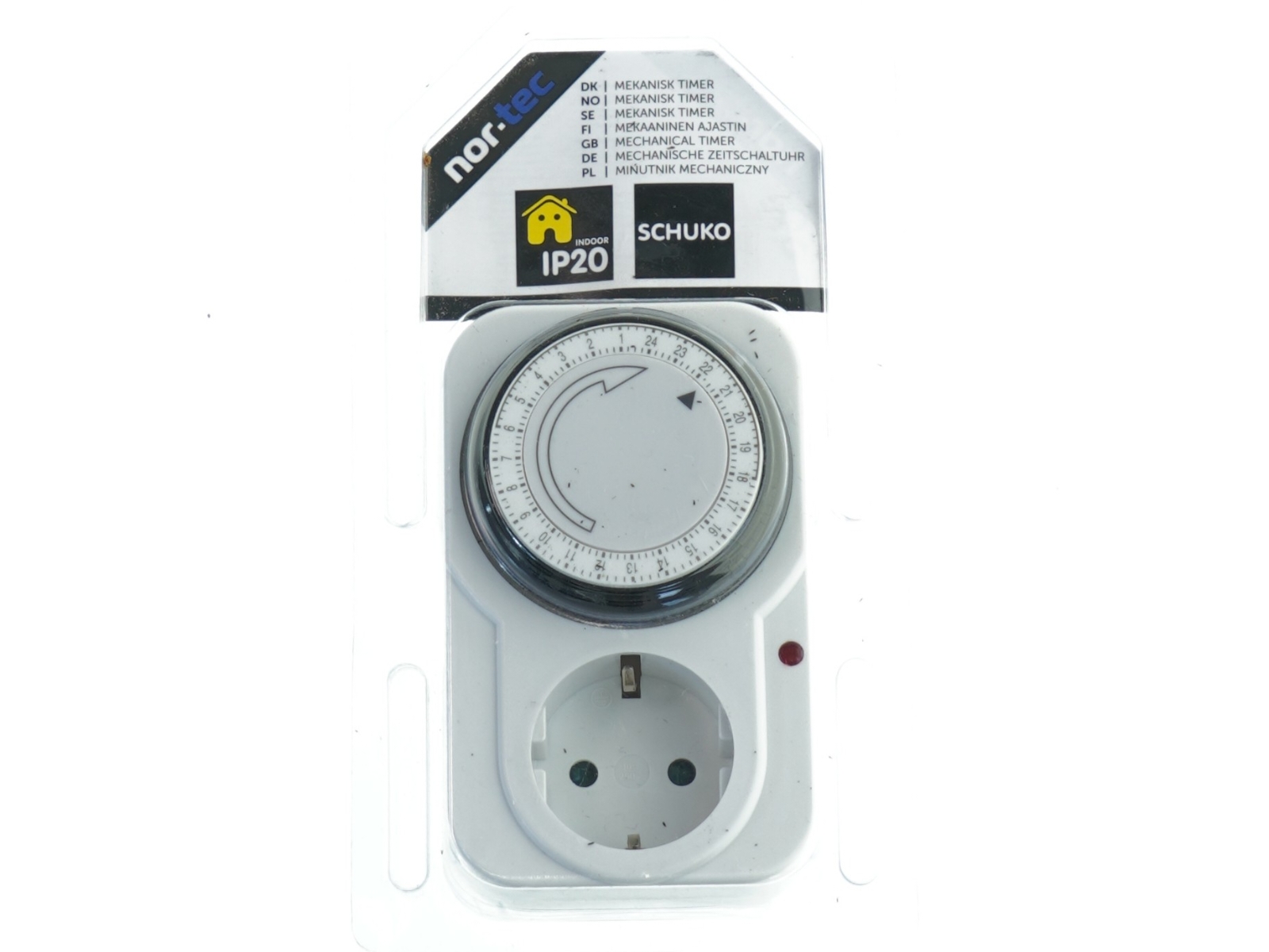 Mekanisk timer stikkontakt fra nor.tec (str. 12x7,5 cm)